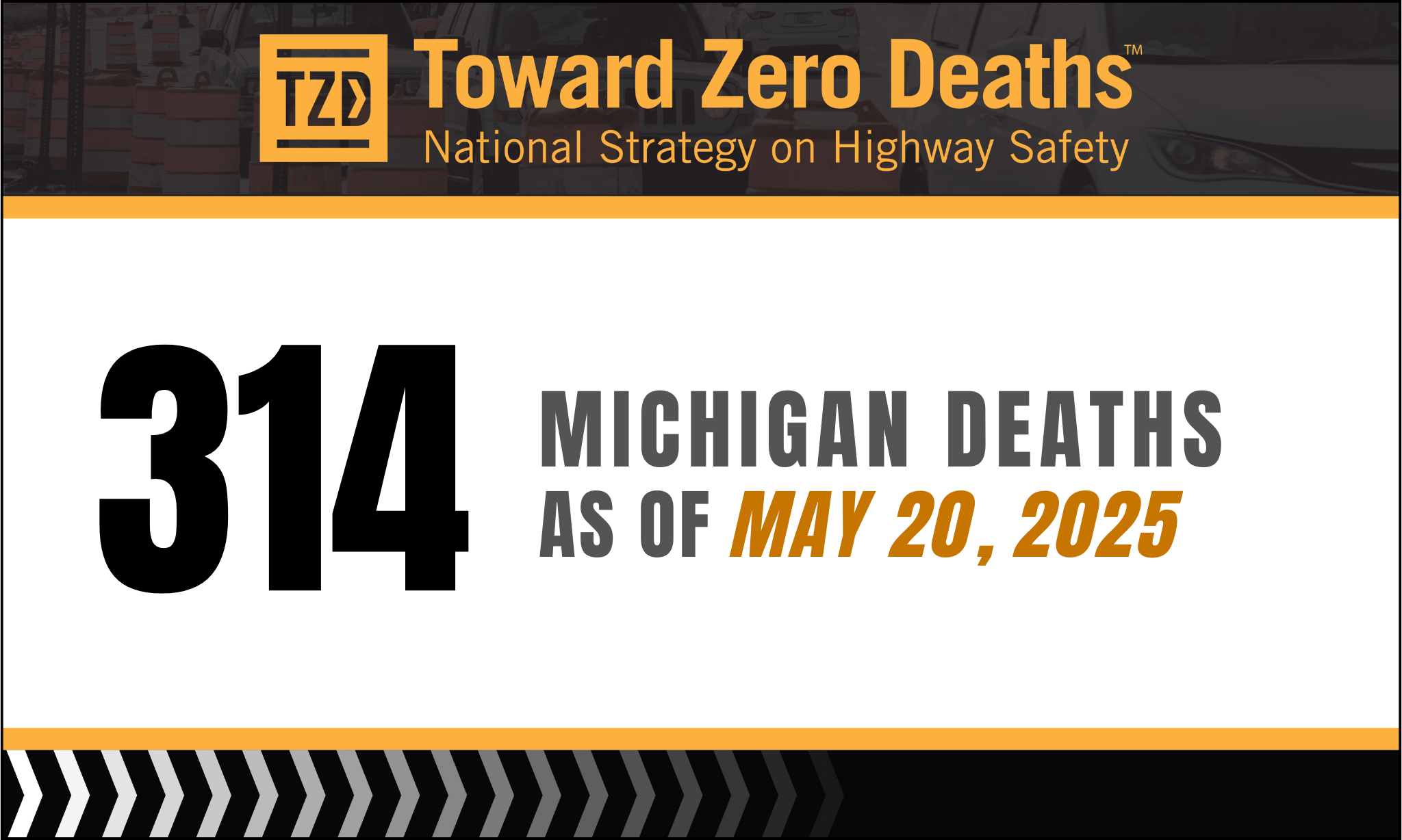 Graphic displaying Michigan's weekly road fatality numbers.