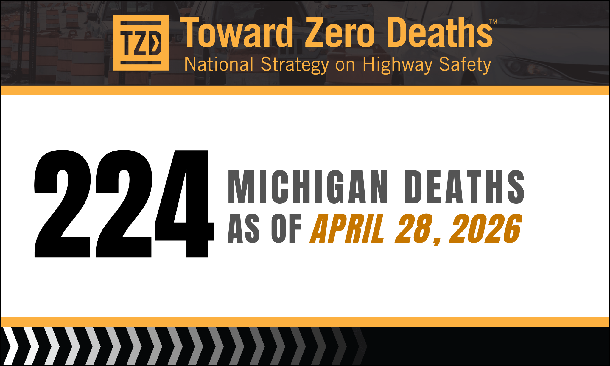 Graphic displaying Michigan's weekly road fatality numbers.