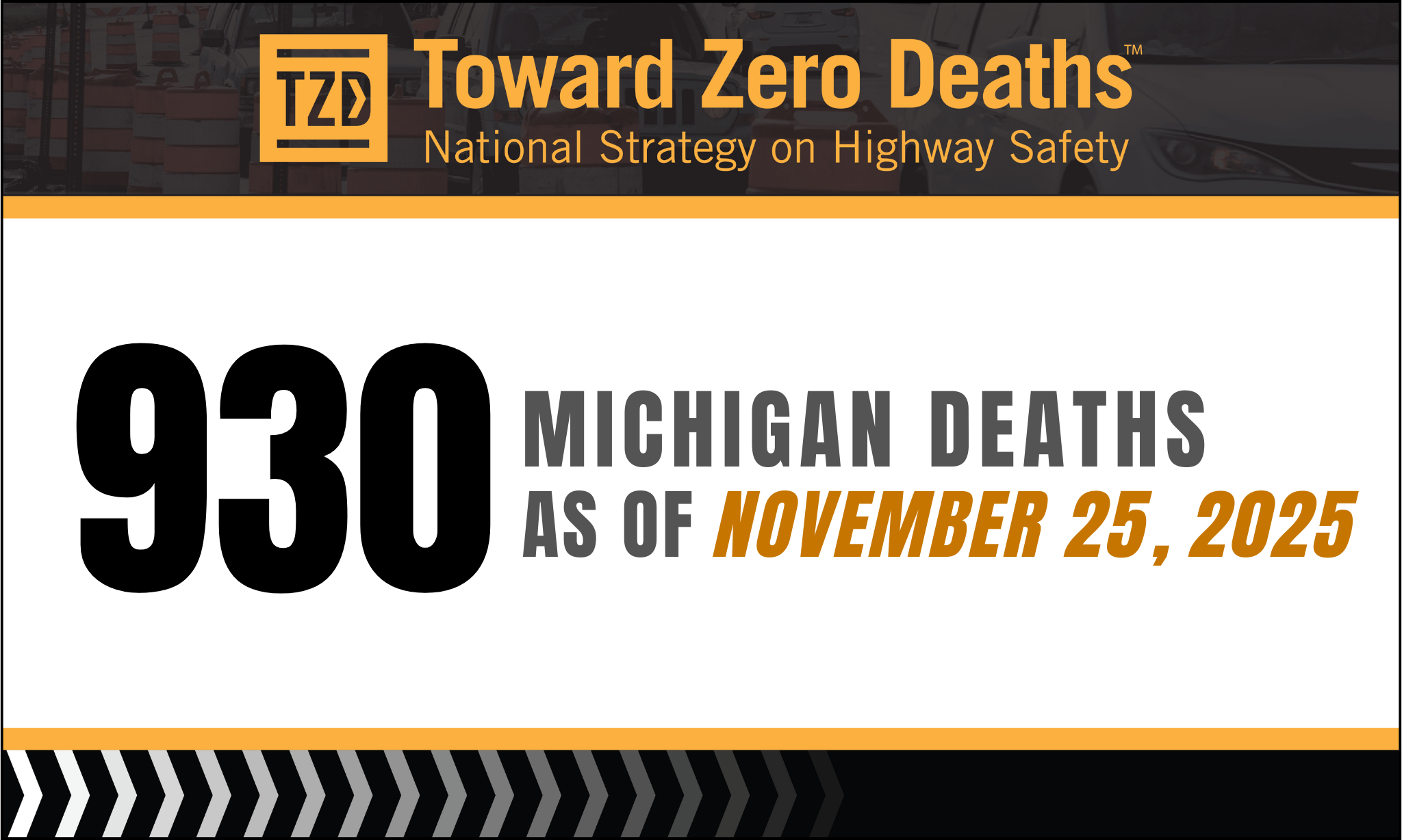 Graphic displaying Michigan's weekly road fatality numbers.