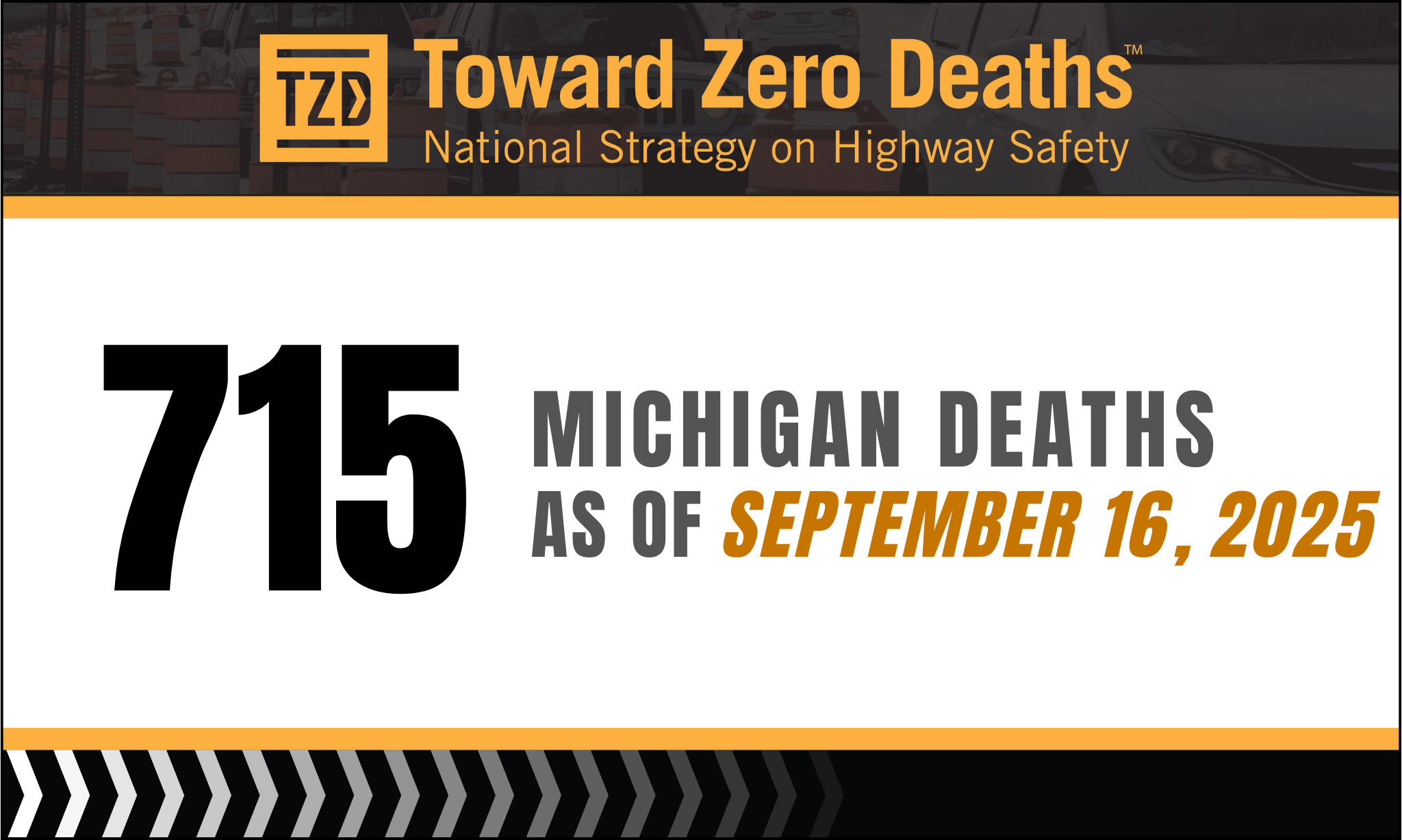Graphic displaying Michigan's weekly road fatality numbers.