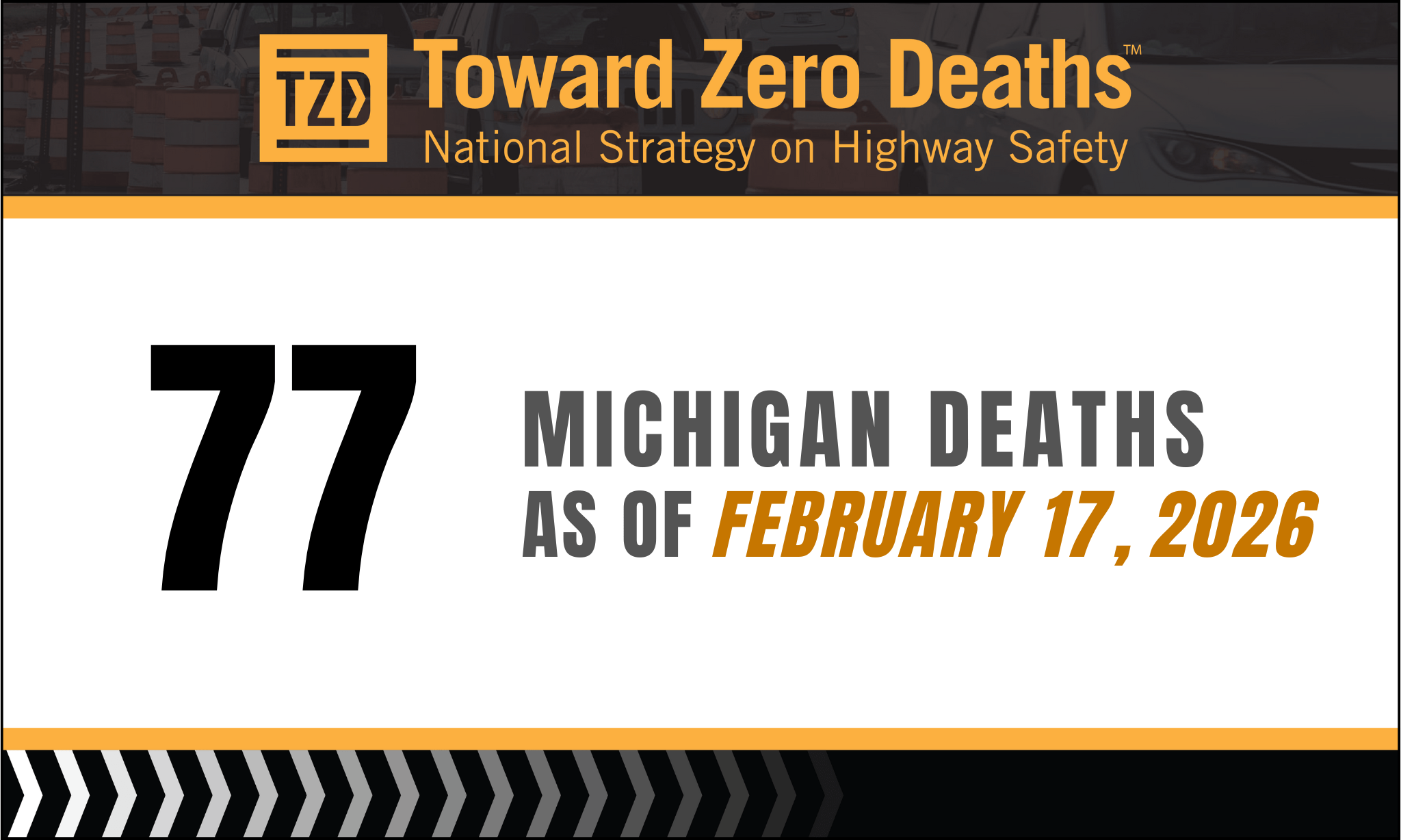 Graphic displaying Michigan's weekly road fatality numbers.