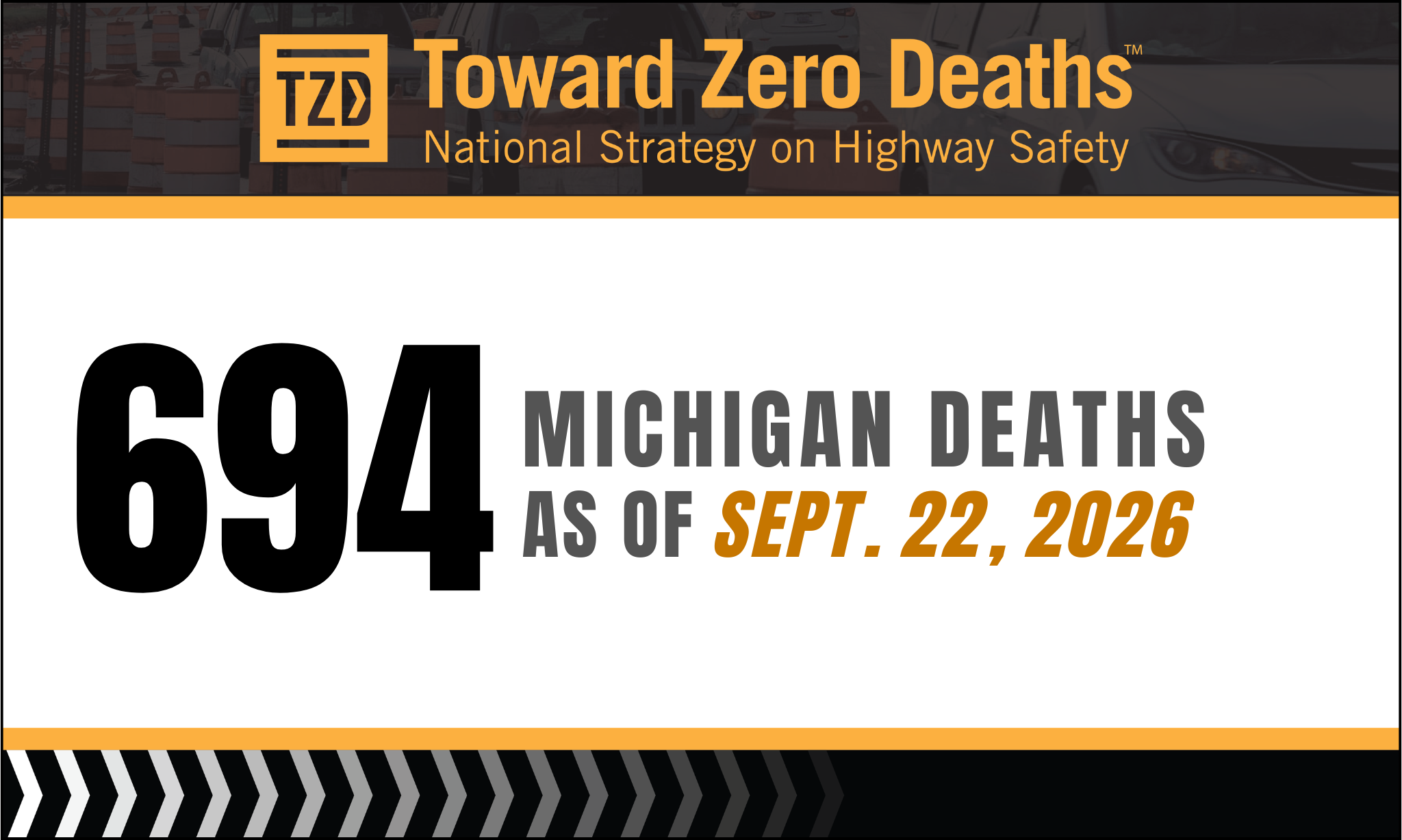 Graphic displaying Michigan's weekly road fatality numbers.