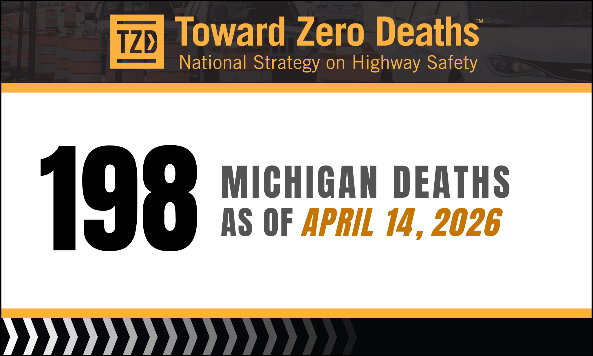 Graphic displaying Michigan's weekly road fatality numbers.