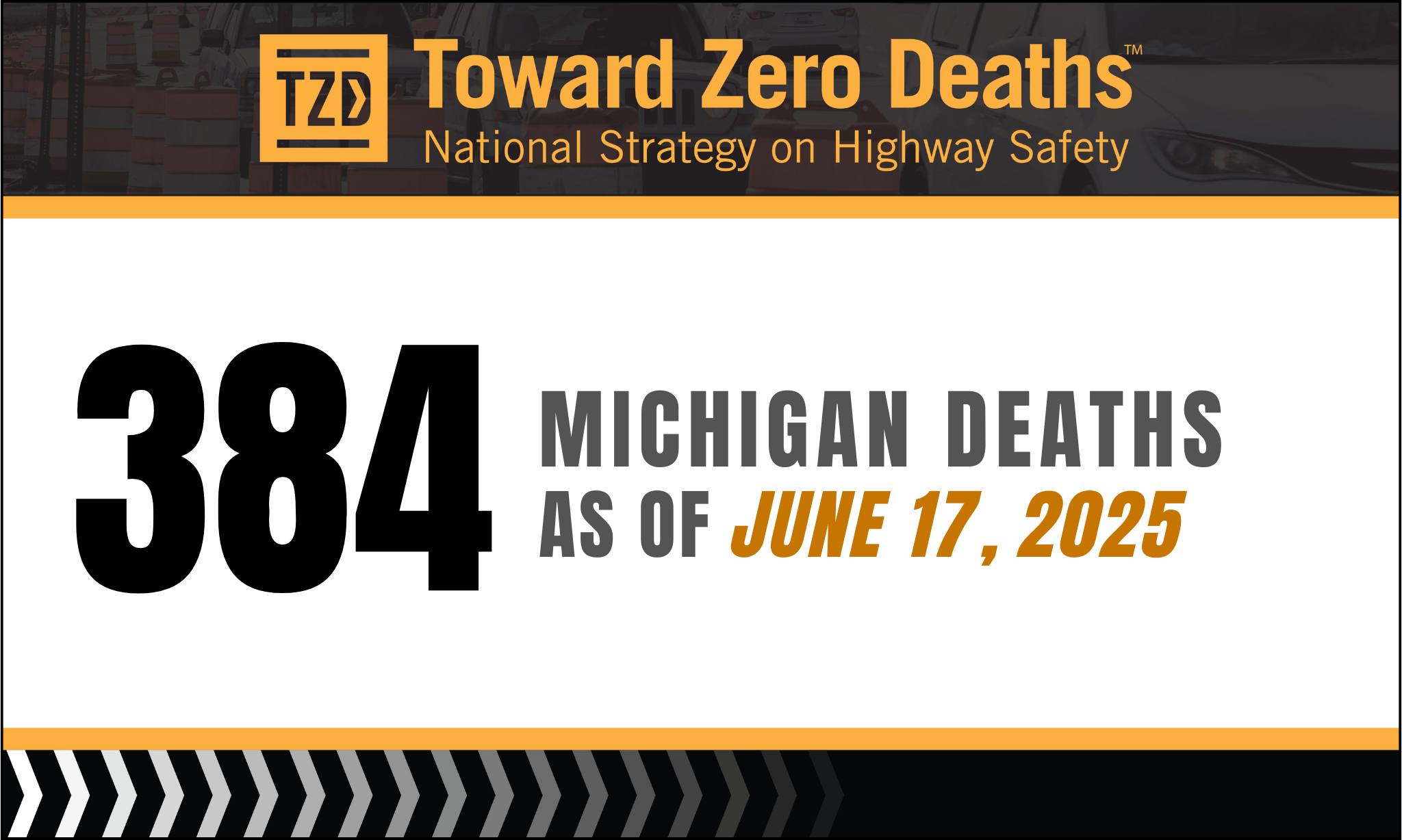 Graphic displaying Michigan's weekly road fatality numbers.