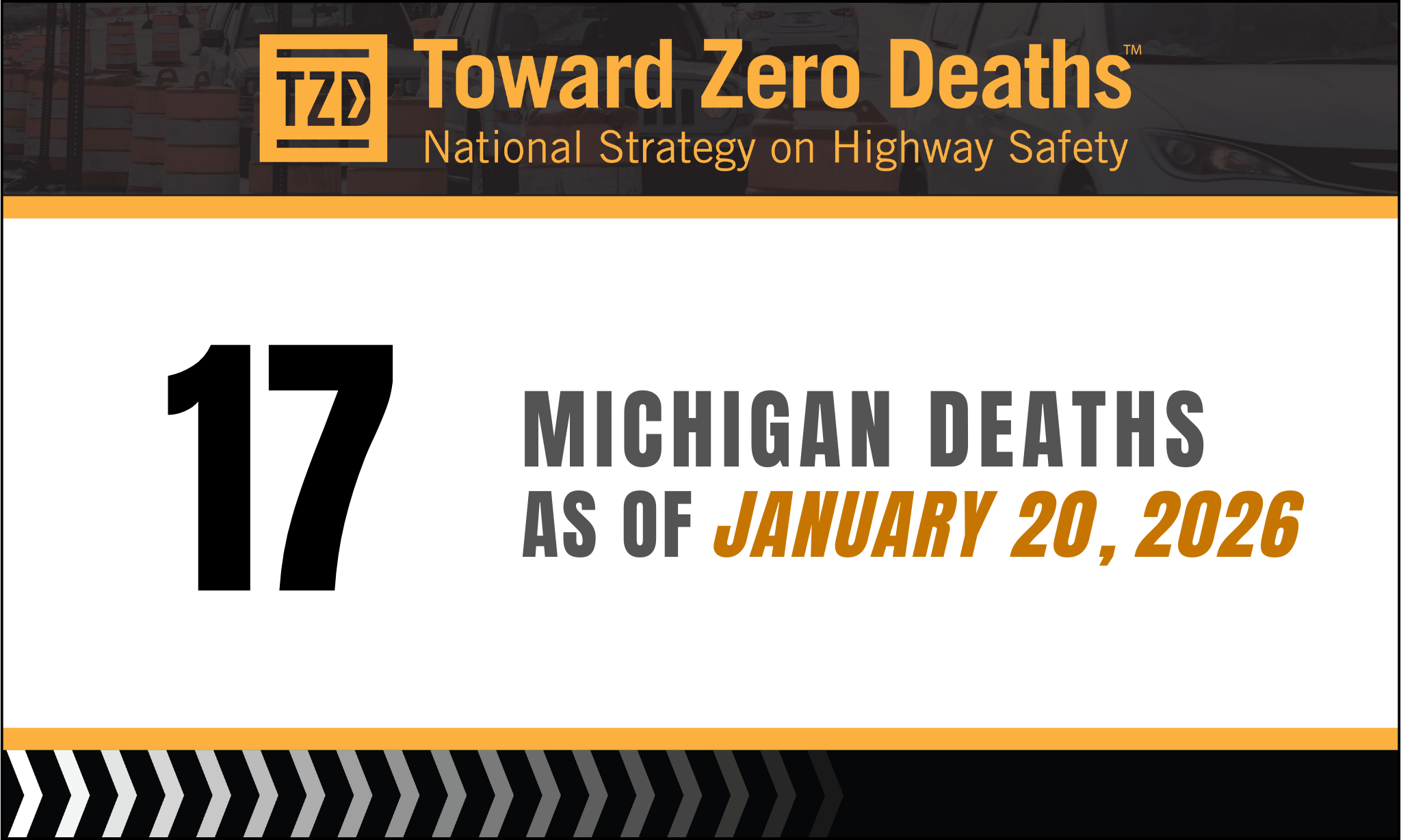 Graphic displaying Michigan's weekly road fatality numbers.