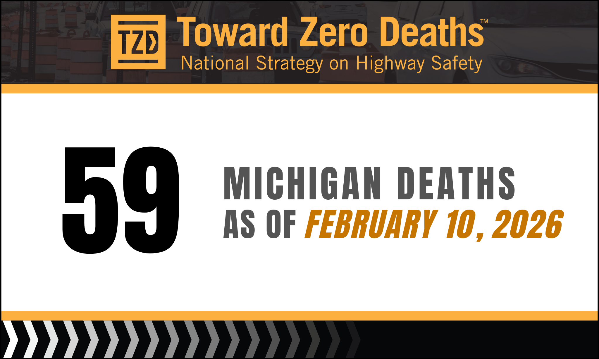 Graphic displaying Michigan's weekly road fatality numbers.