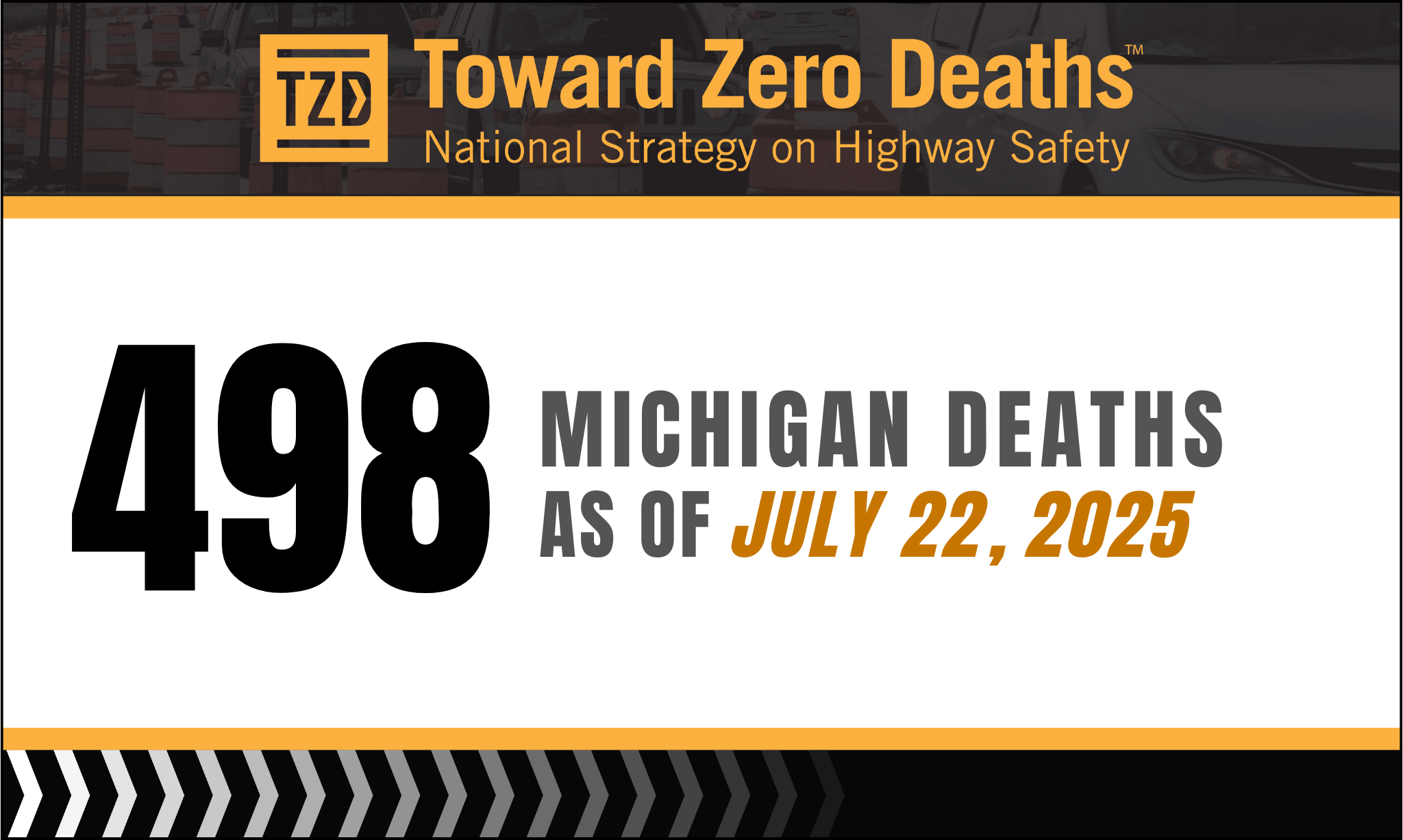 Graphic displaying Michigan's weekly road fatality numbers.