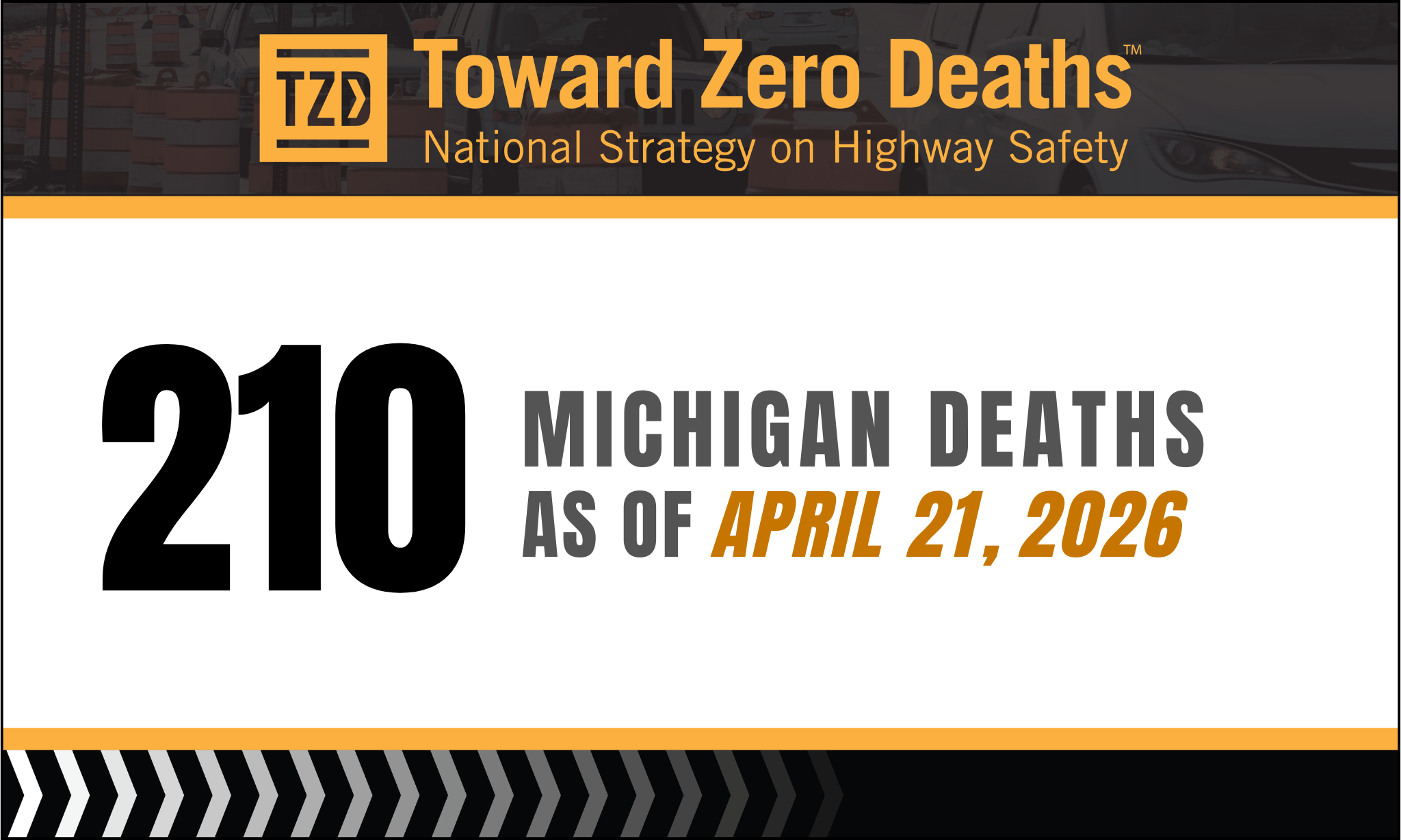 Graphic displaying Michigan's weekly road fatality numbers.