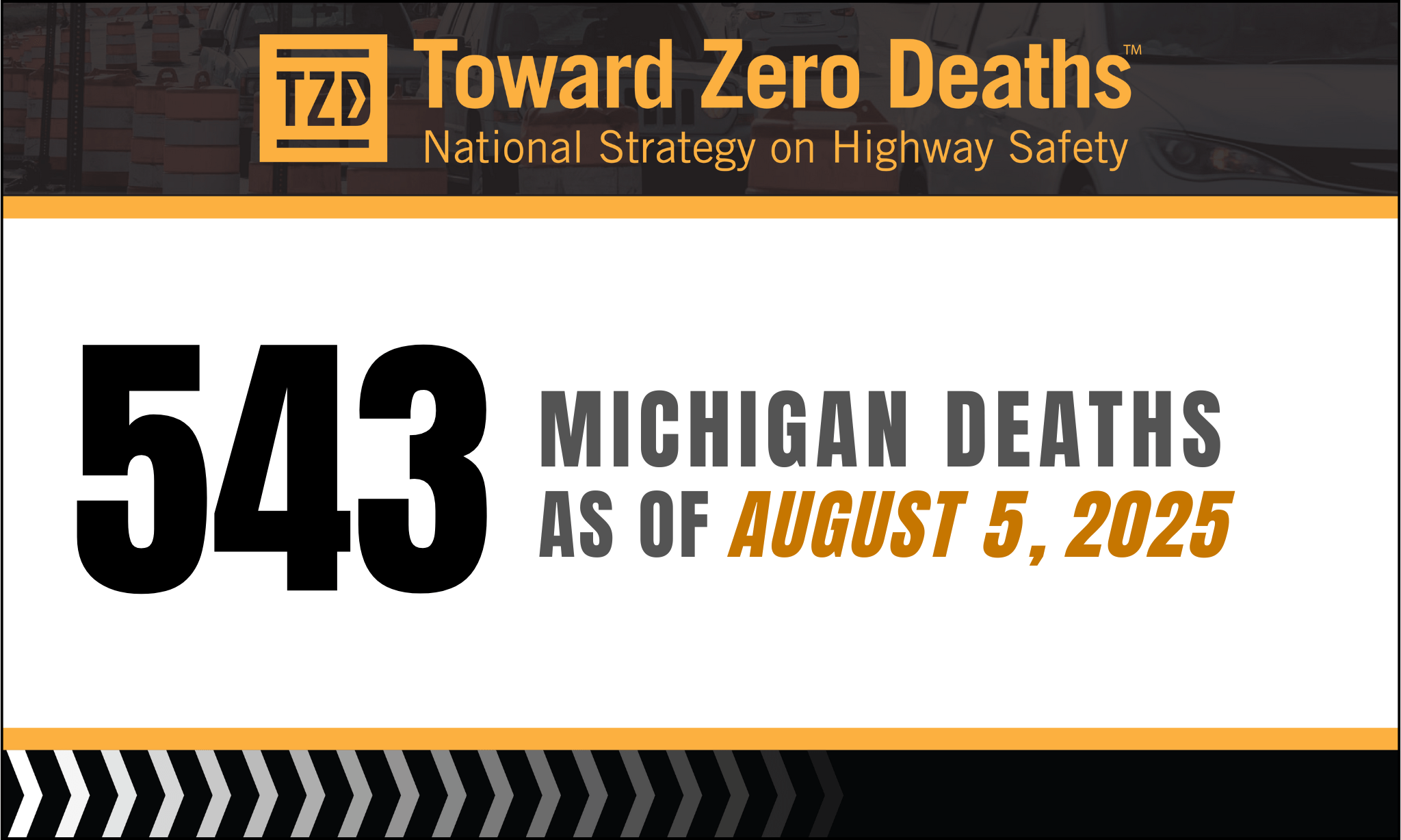 Graphic displaying Michigan's weekly road fatality numbers.