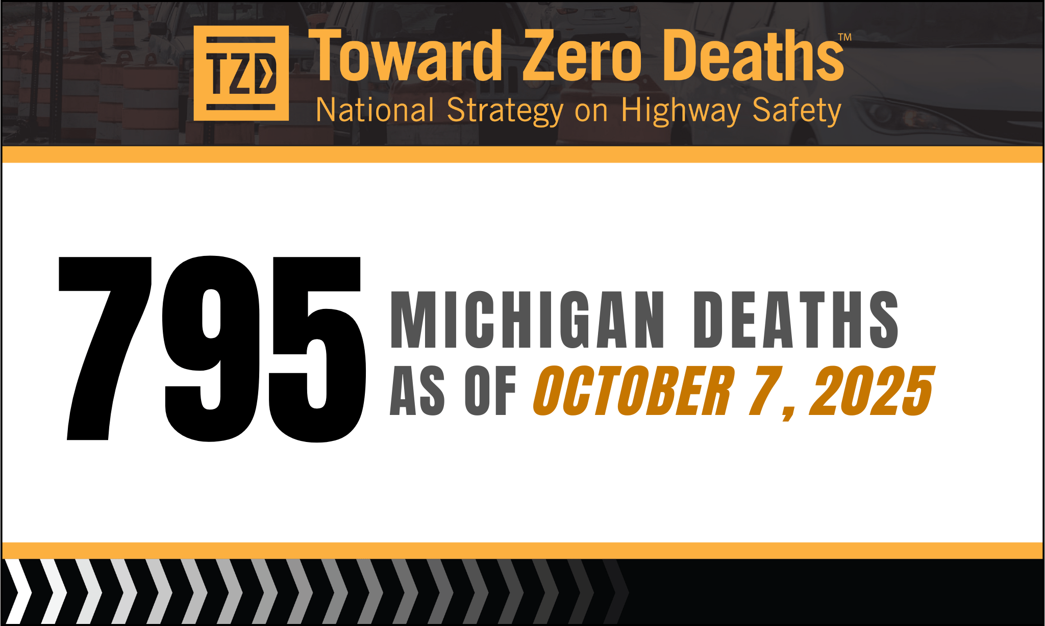 Graphic displaying Michigan's weekly road fatality numbers.