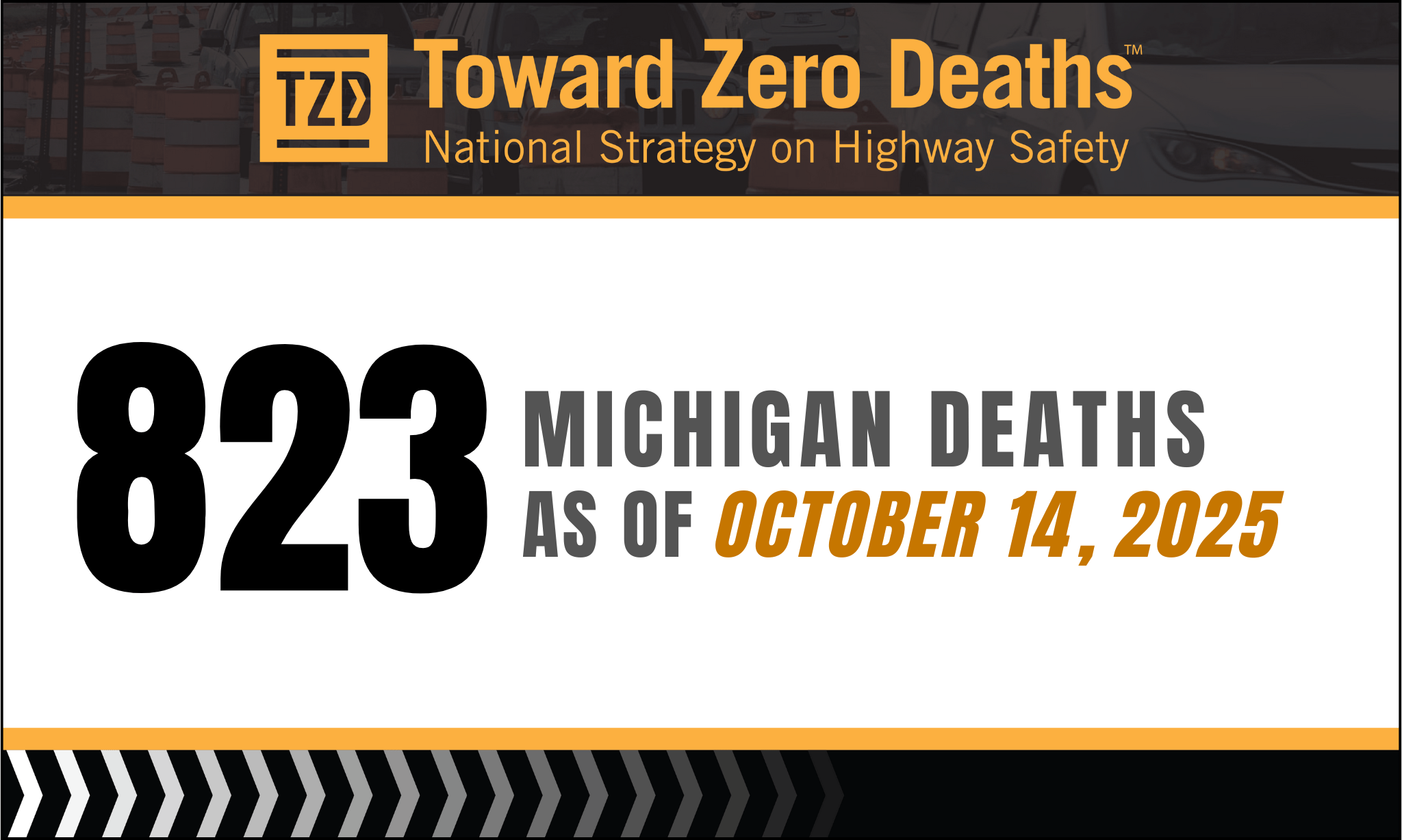 Graphic displaying Michigan's weekly road fatality numbers.