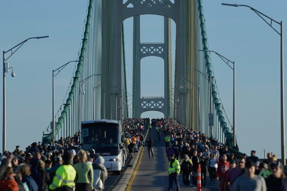Mackinac Bridge Walk showing the many people that crossed on Sept. 5, 2022.