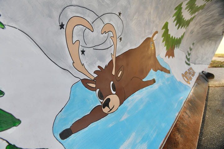 A close up look at the plow's art work done by Ovid-Elsie High School art students.