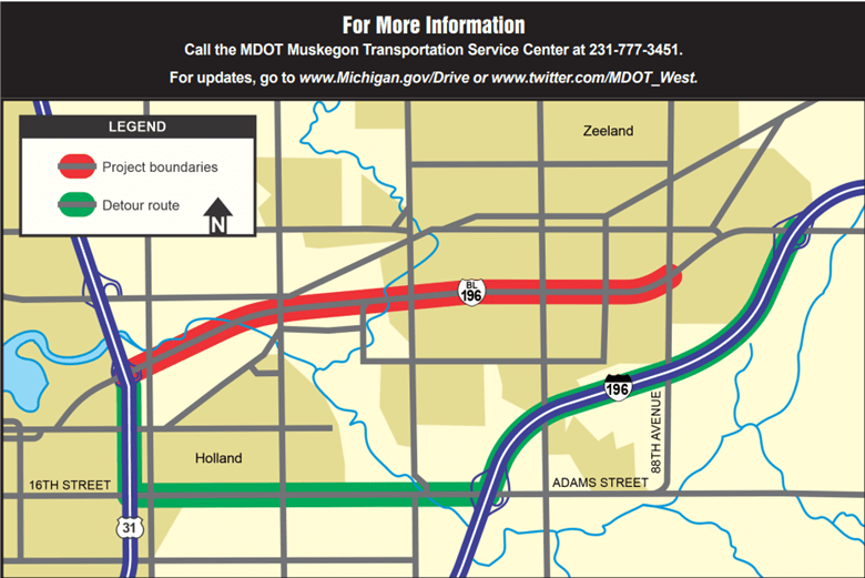 Rebuilding I-196 BL between Holland and Zeeland begins April 13 Rebuilding I-196 BL between Holland and Zeeland begins April 13