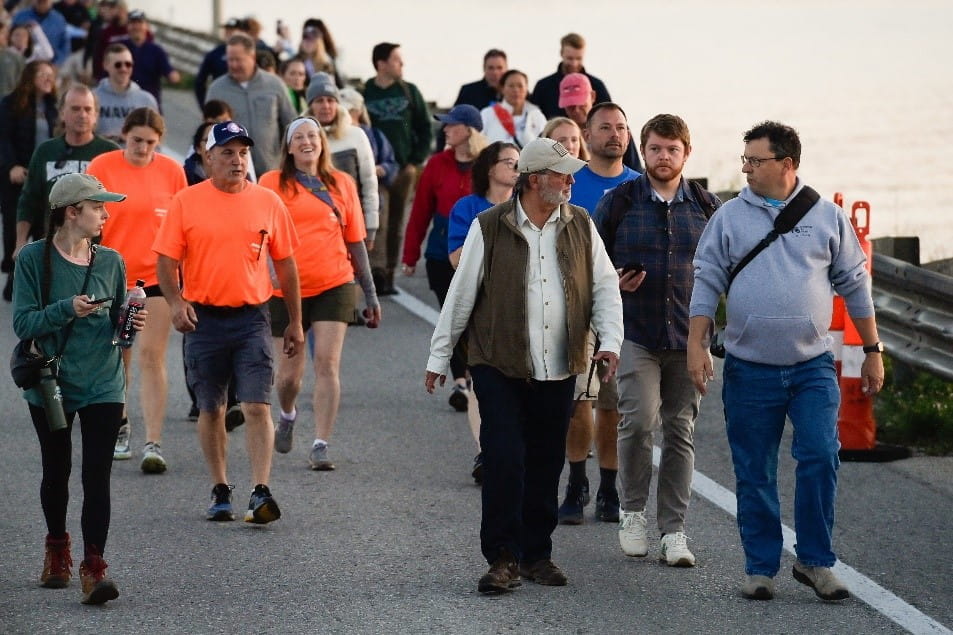Sen. Gary Peters leads the 2025 Mackinac Bridge Walk.