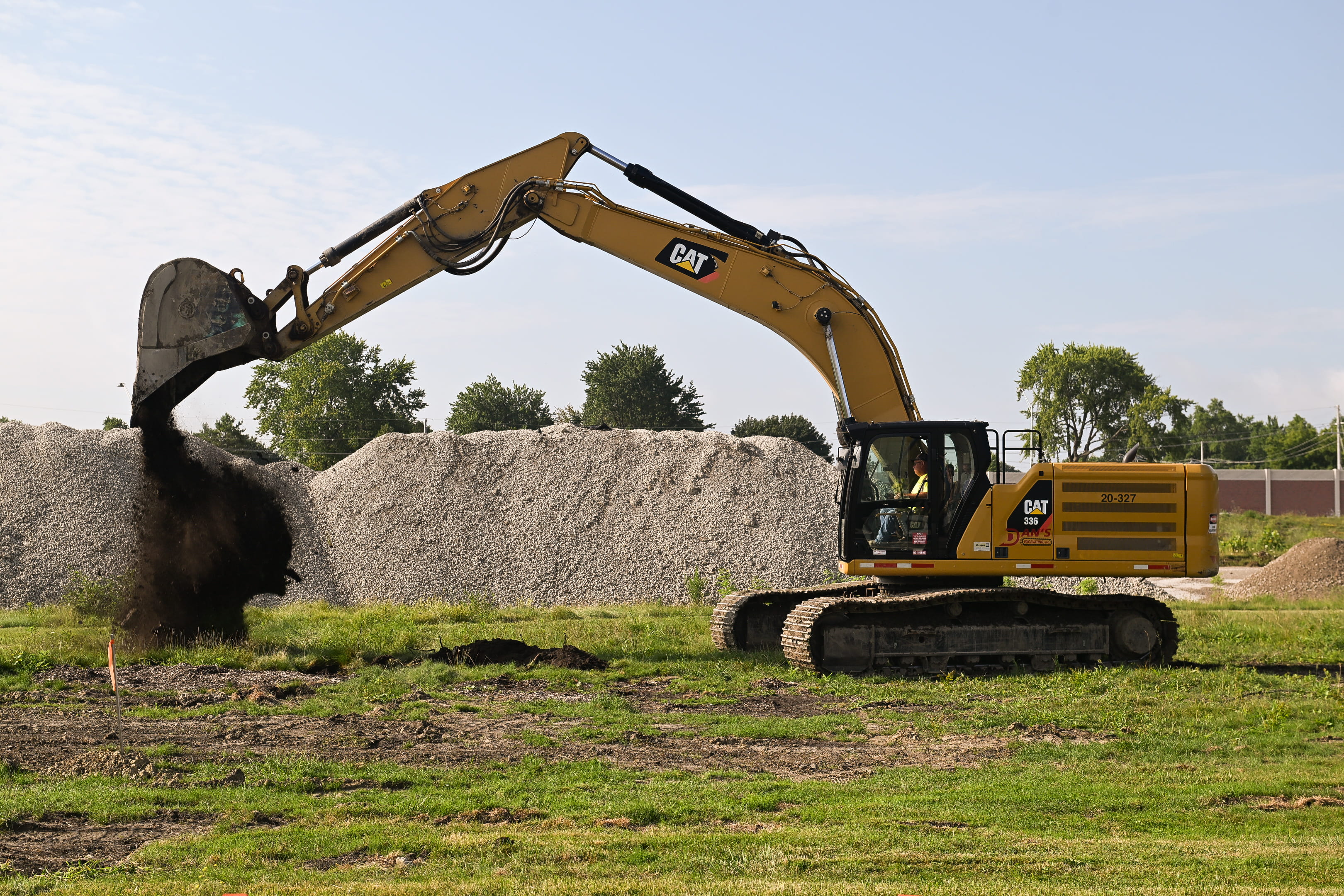 An excavator used during the groundbreaking ceremony on Aug. 6  to commemorate the start of Component 2.