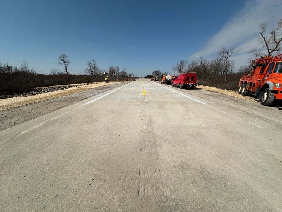 A view of the new road surface on M-20 in Isabella County after repairs were completed on a failed culvert. 