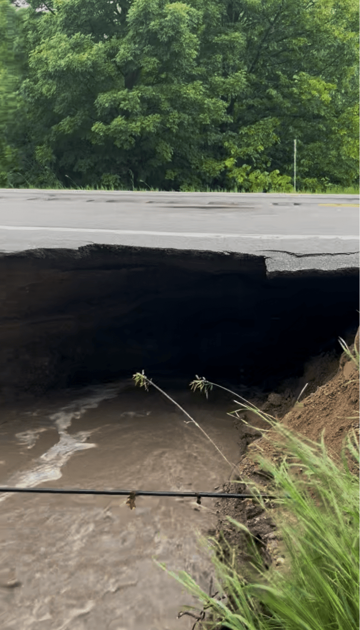 A culvert failure on M-66 in Antrim County this afternoon forced the closure of the highway. (MDOT photo)