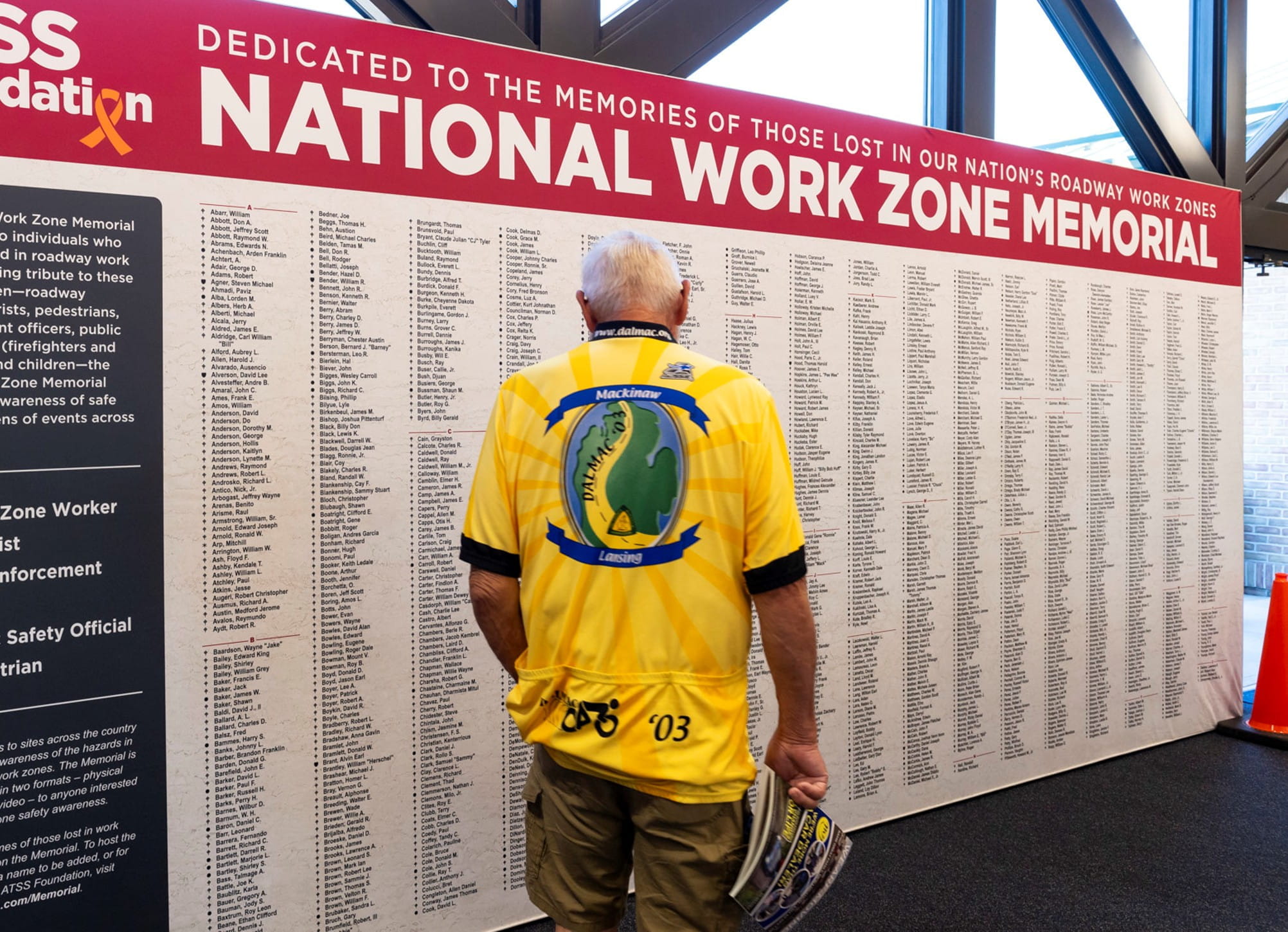 National Work Zone Awareness Week Memorial display and citizen viewing.