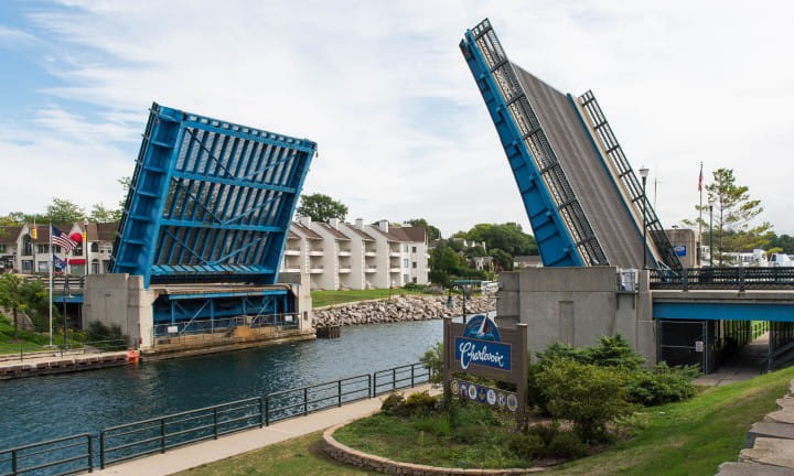 The Charlevoix Lift Bridge opening. 