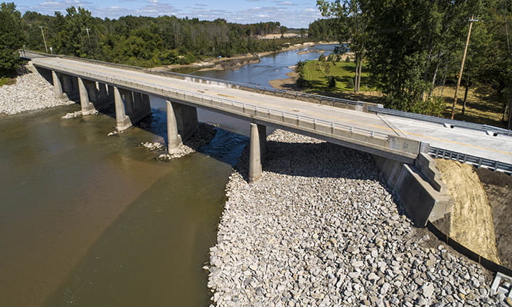 Flooding under bridge in Bay Region