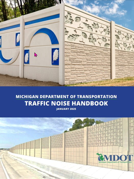 The cover image of sound walls for the Traffic Noise Handbook.
