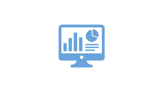 Blue computer icon.