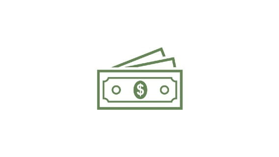 Green dollar icon.