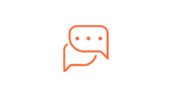 Orange chat/thought bubbles.