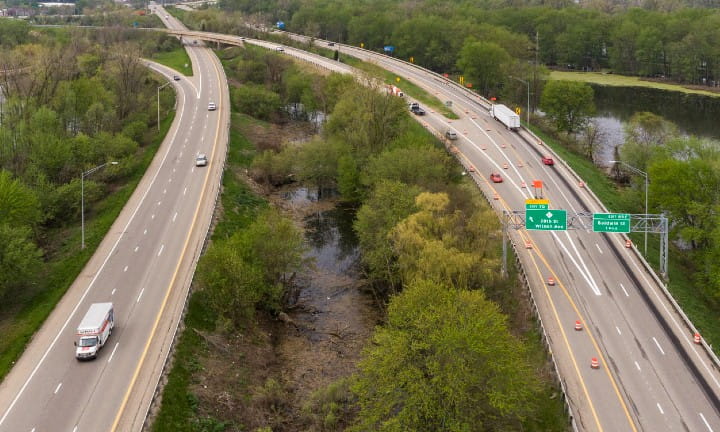 Aerial of I-94 in Jackson County.