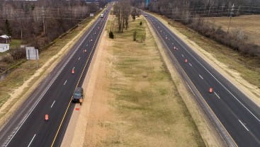 A newly paved Michigan freeway.