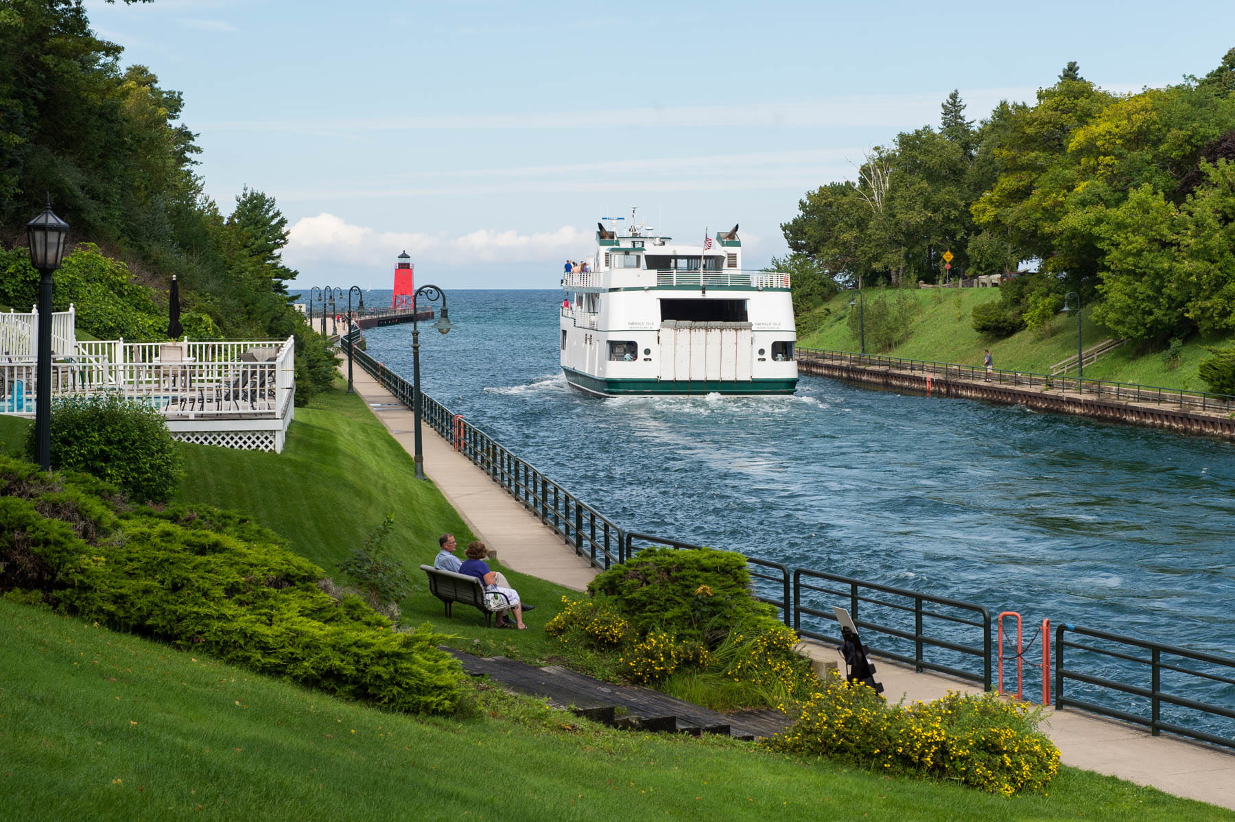 Beaver Island ferry travelling down the waterway.