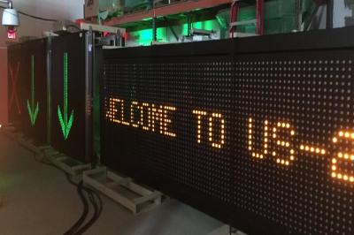 Digital sign that reads: Welcome to US-2.
