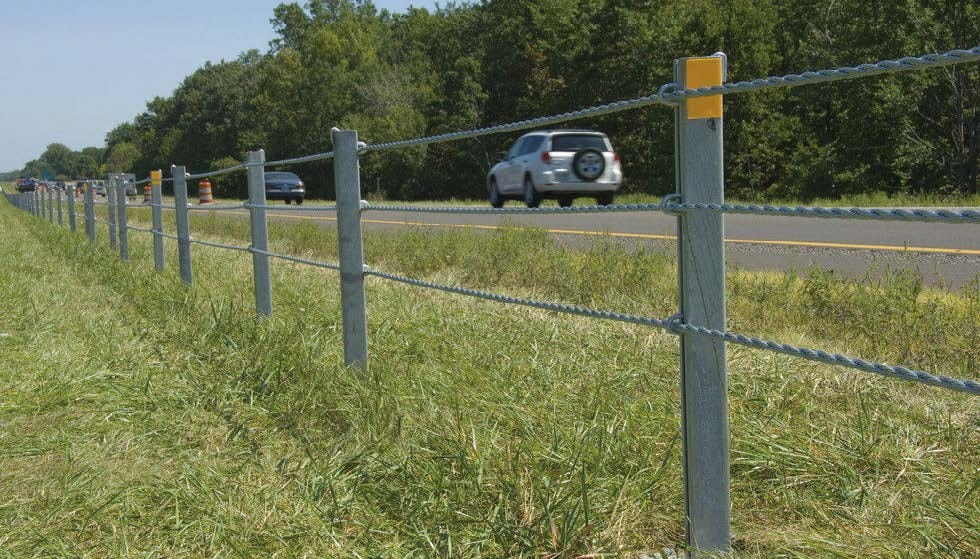 Cable median barriers on the highway.