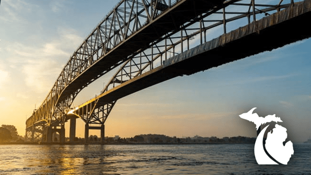 A multi-span bridge in Michigan