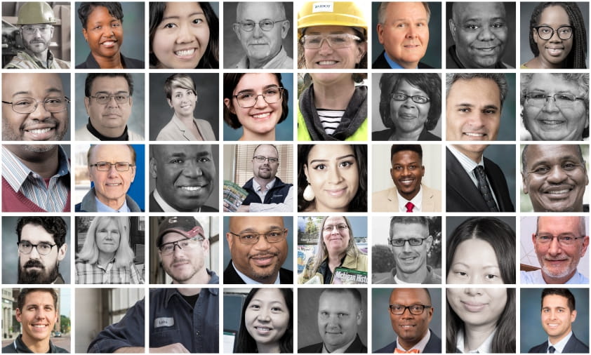 Diverse collage of MDOT employees.