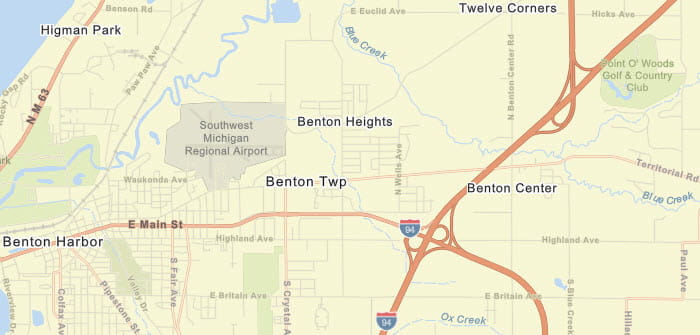 Map showing the location of the I-94 Berrien County project.