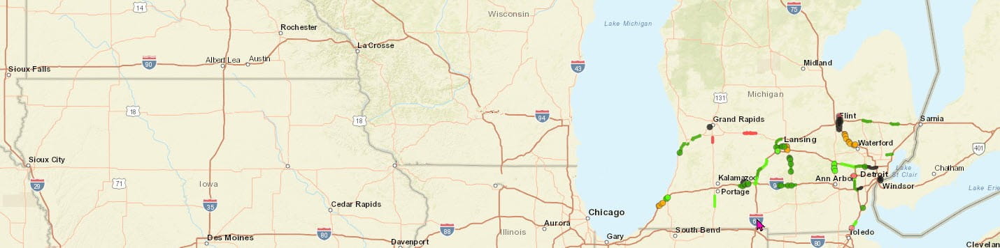 A map showing the Michigan Rebuilding projects.
