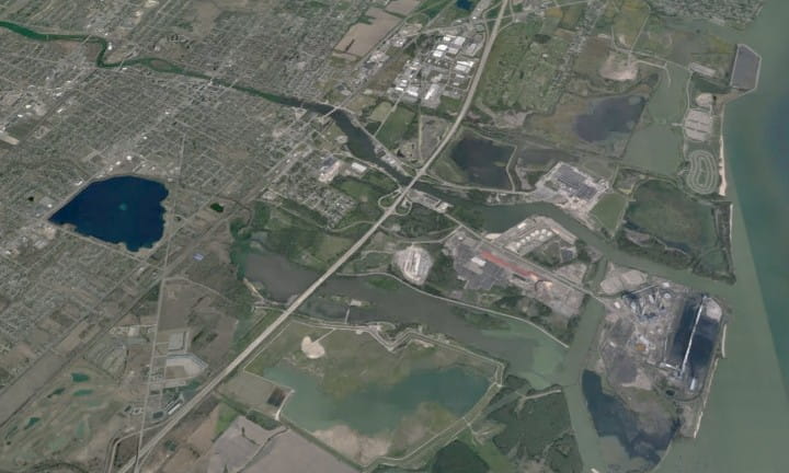 Aerial view of the I-75 at Elm St. project area.