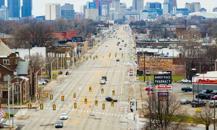A birds-eye view of M-3 in Detroit.