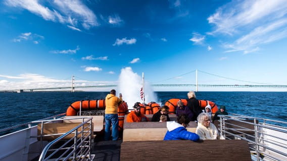 Ferry boat crossing the Straits of Mackinac.
