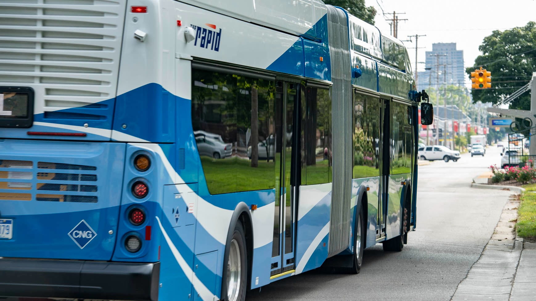 The Laker Line bus in the city of Grand Rapids.