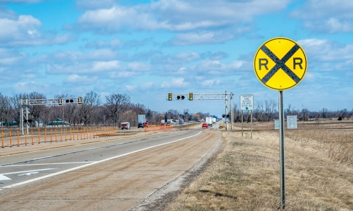 A rail crossing on US-127.
