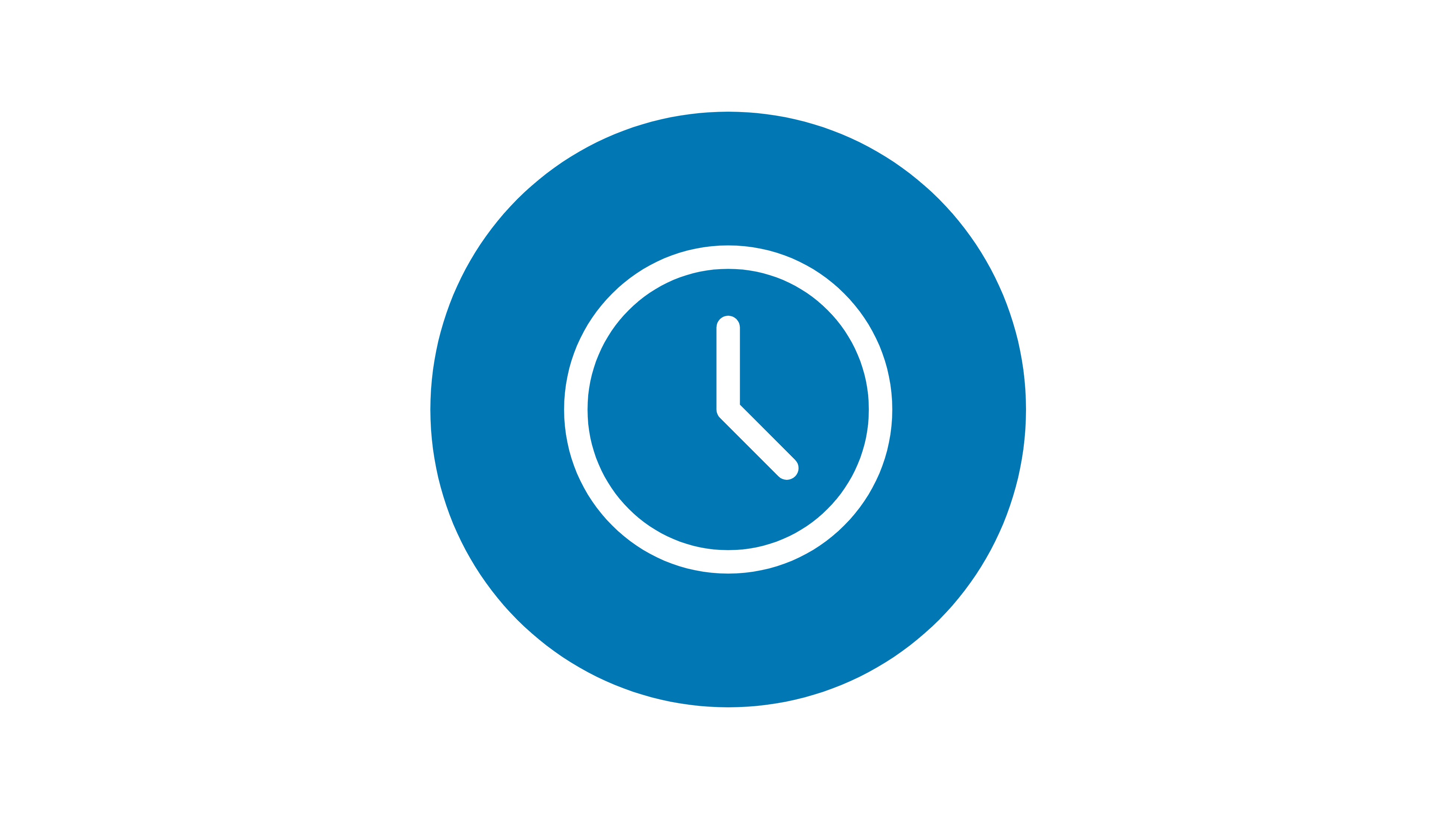 Blue clock icon.