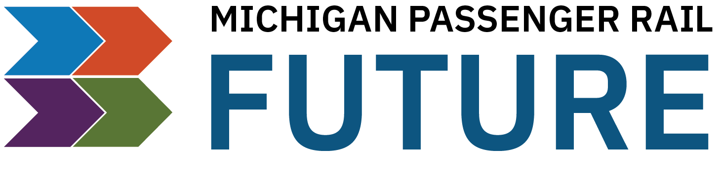 The Michigan Passenger Rail Future logo.