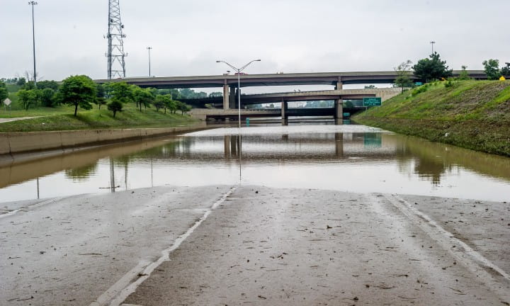 Flooded I-75 at I-696 in August 2014.