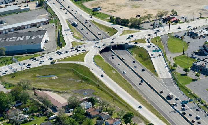 A completed SPUI interchange at US-131 and 44th Street in city of Wyoming, Kent County.