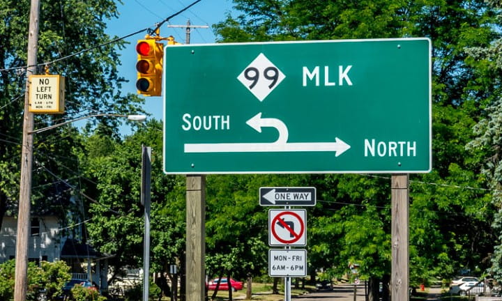 Michigan Left Sign in Lansing