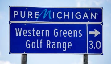 A Tourist Oriented Directional Sign along M-45 west of Allendale.