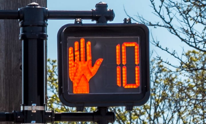 Activated pedestrian countdown signal.